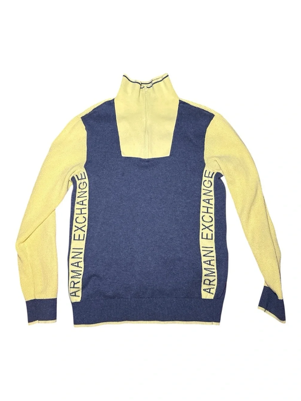 Armani Exchange AX Spellout Colorblock Half Zip Sweater Y2K Size Medium